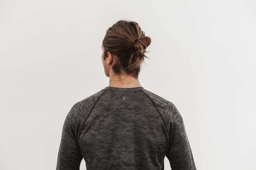 NOBULL N68P2P1133Men's Lightweight Textured Long Sleeve Tee (Camo) Black