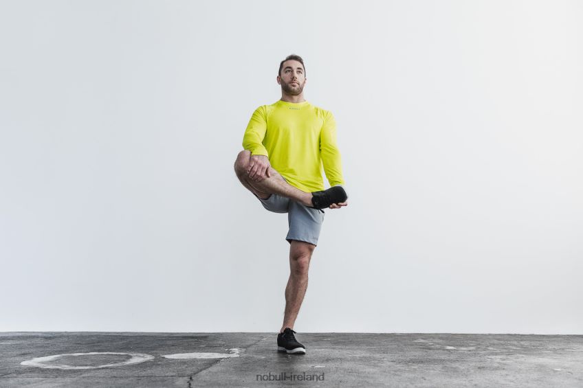 NOBULL N68P2P968Men's Lightweight Textured Long Sleeve Tee (Neon Camo) Yellow