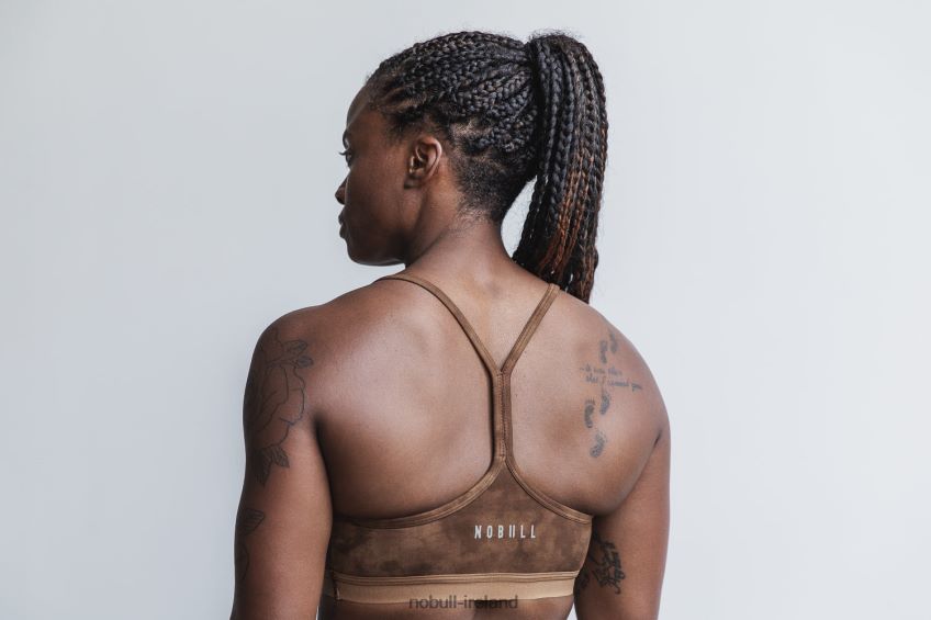 NOBULL N68P2P1893V-Neck Sports Bra (Tie-Dye) Toffee & Brown